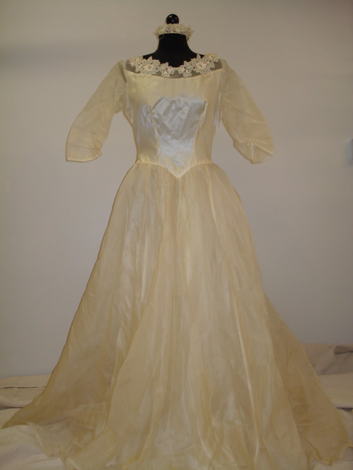 wedding dress sequins turned yellow